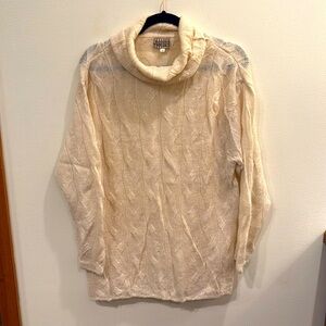 Beyond Thread Cowl Neck Ivory Sweater size Medium 100% Baby Alpaca